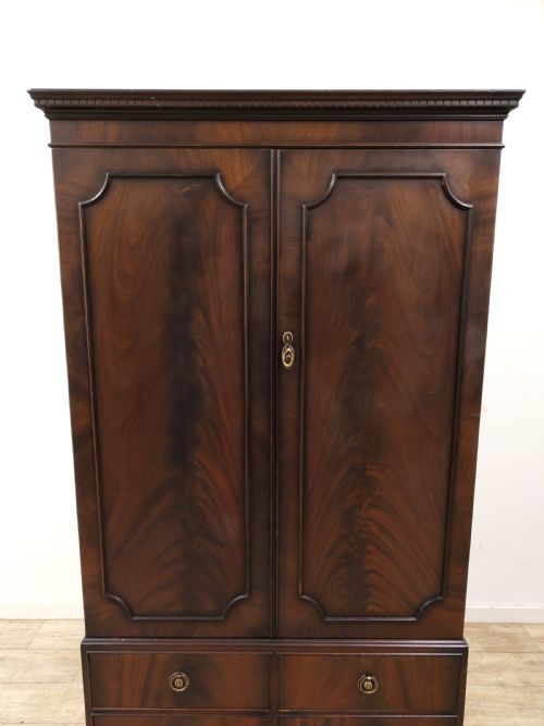 DIMINUTIVE ANTIQUE EDWARDIAN MAHOGANY DOUBLE WARDROBE TALLBOY COMPACTUM - ADDITIONAL PHOTO 6