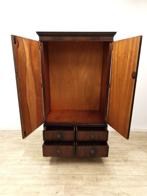 DIMINUTIVE ANTIQUE EDWARDIAN MAHOGANY DOUBLE WARDROBE TALLBOY COMPACTUM - ADDITIONAL PHOTO 7