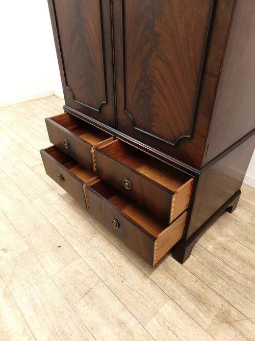 DIMINUTIVE ANTIQUE EDWARDIAN MAHOGANY DOUBLE WARDROBE TALLBOY COMPACTUM - ADDITIONAL PHOTO 10