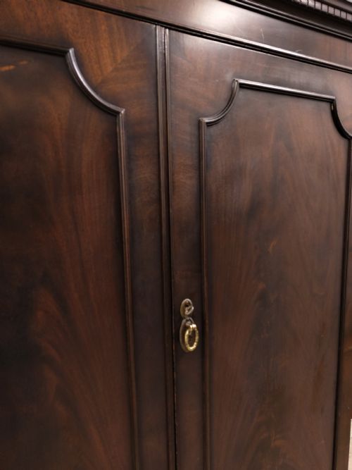 DIMINUTIVE ANTIQUE EDWARDIAN MAHOGANY DOUBLE WARDROBE TALLBOY COMPACTUM - ADDITIONAL PHOTO 13