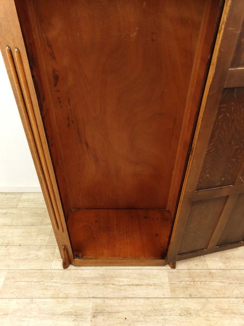 ANTIQUE LINEN FOLD STYLE GOLDEN OAK SINGLE HALL WARDROBE - ADDITIONAL PHOTO 6