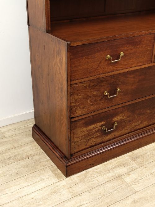 ANTIQUE 19TH C SCHOOL MAHOGANY OAK OPEN BOOKCASE ON CHEST - ADDITIONAL PHOTO 1