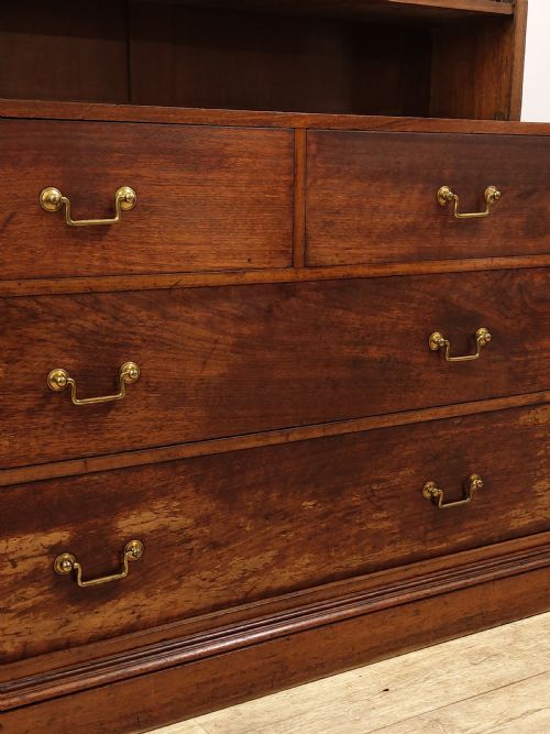ANTIQUE 19TH C SCHOOL MAHOGANY OAK OPEN BOOKCASE ON CHEST - ADDITIONAL PHOTO 2