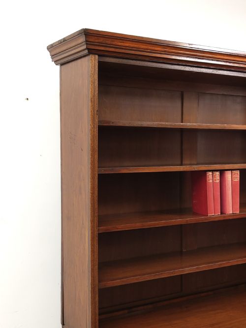 ANTIQUE 19TH C SCHOOL MAHOGANY OAK OPEN BOOKCASE ON CHEST - ADDITIONAL PHOTO 4
