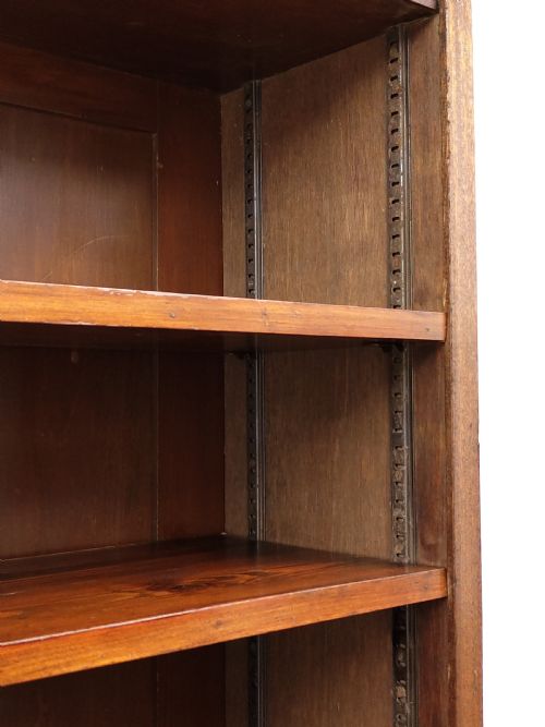 ANTIQUE 19TH C SCHOOL MAHOGANY OAK OPEN BOOKCASE ON CHEST - ADDITIONAL PHOTO 5