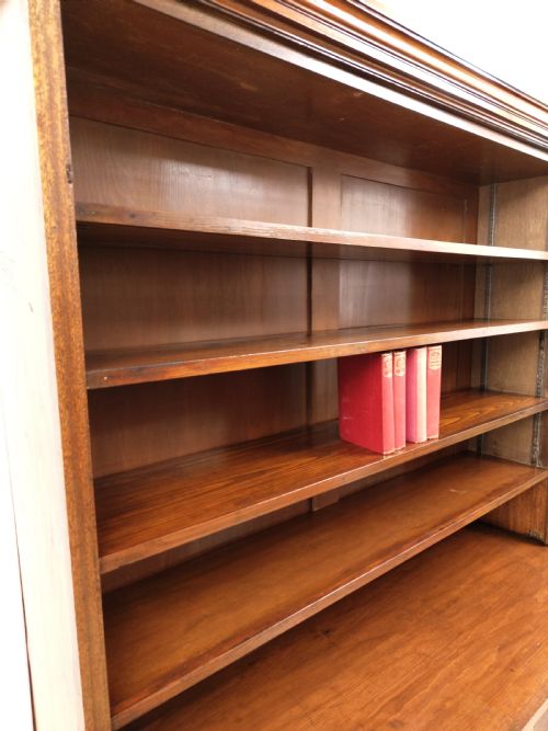 ANTIQUE 19TH C SCHOOL MAHOGANY OAK OPEN BOOKCASE ON CHEST - ADDITIONAL PHOTO 6