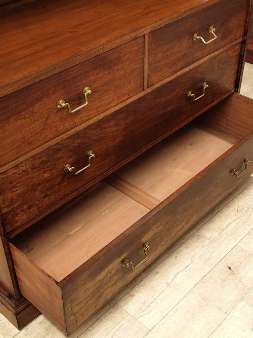 ANTIQUE 19TH C SCHOOL MAHOGANY OAK OPEN BOOKCASE ON CHEST - ADDITIONAL PHOTO 9