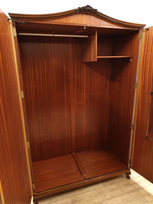 ANTIQUE BURR WALNUT DOUBLE WARDROBE ARMOIRE COMPACTUM - ADDITIONAL PHOTO 7