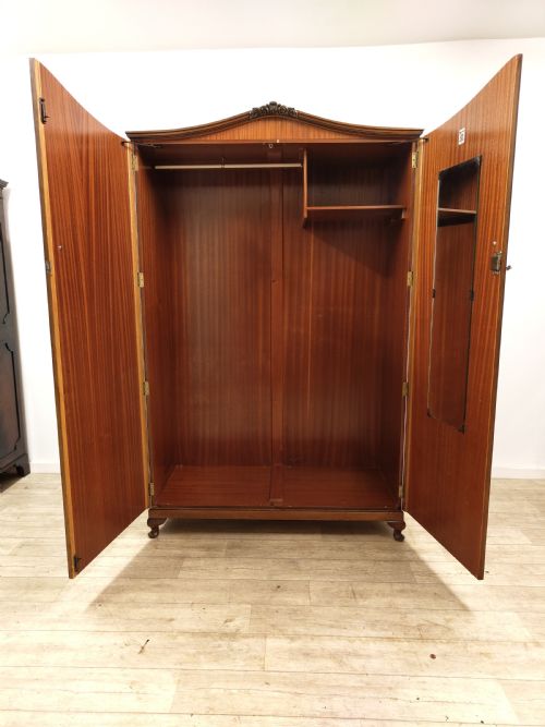 ANTIQUE BURR WALNUT DOUBLE WARDROBE ARMOIRE COMPACTUM - ADDITIONAL PHOTO 9