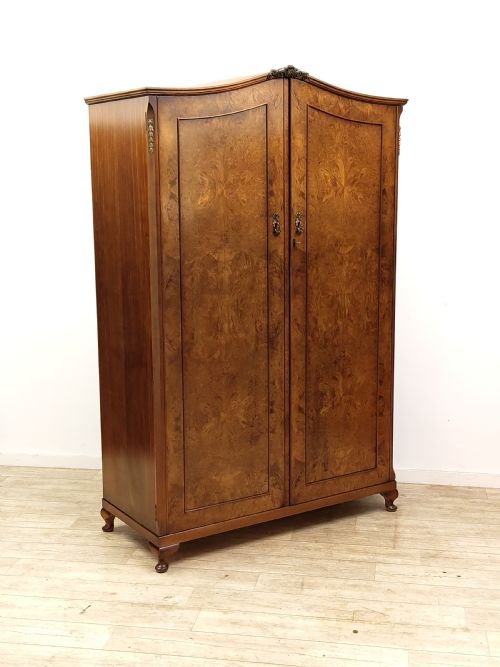 ANTIQUE BURR WALNUT DOUBLE WARDROBE ARMOIRE COMPACTUM - ADDITIONAL PHOTO 11