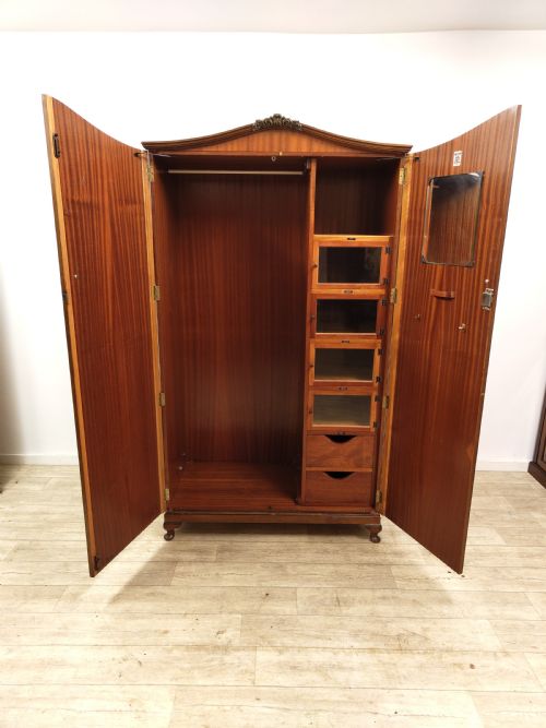 ANTIQUE BURR WALNUT TALLBOY COMPACTUM SINGLE WARDROBE - ADDITIONAL PHOTO 1