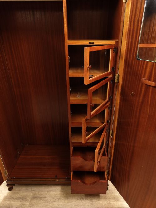 ANTIQUE BURR WALNUT TALLBOY COMPACTUM SINGLE WARDROBE - ADDITIONAL PHOTO 4