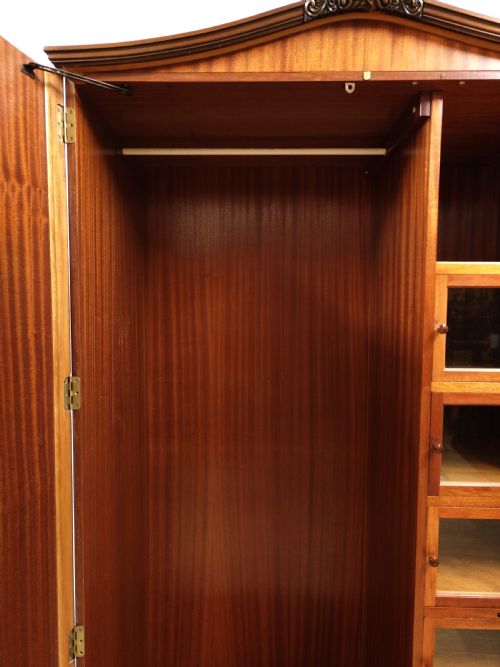 ANTIQUE BURR WALNUT TALLBOY COMPACTUM SINGLE WARDROBE - ADDITIONAL PHOTO 6