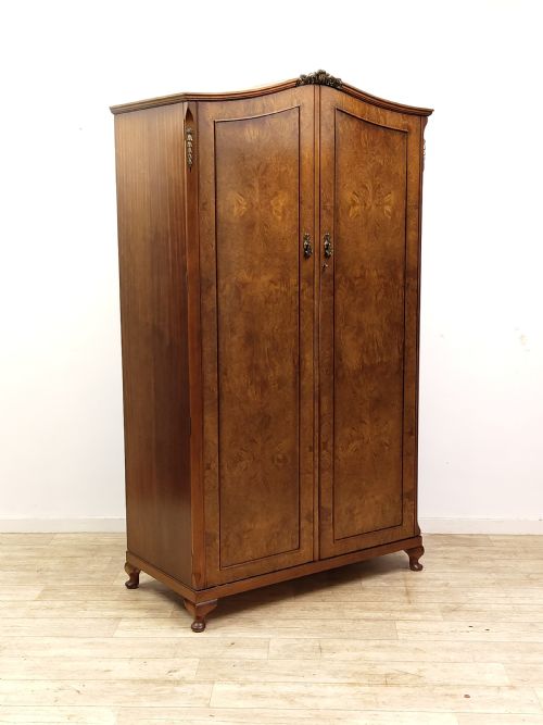 antique burr walnut tallboy compactum single wardrobe - CATEGORY: ANTIQUE WARDROBES - DATED 1930