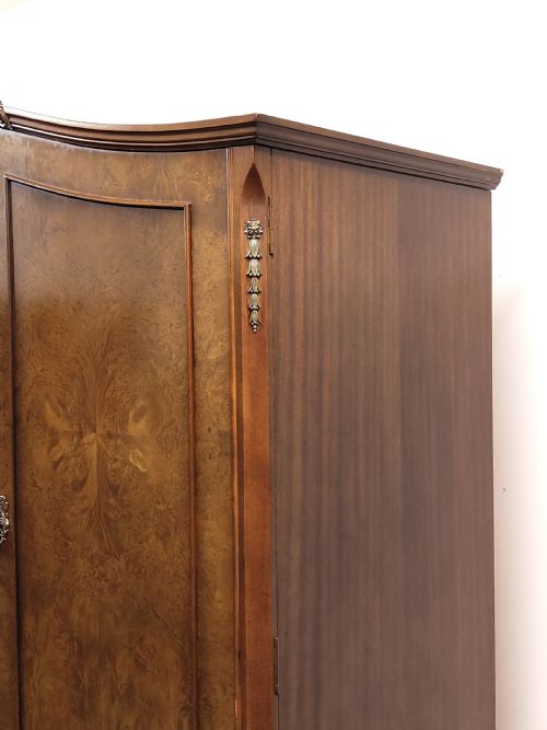 ANTIQUE BURR WALNUT TALLBOY COMPACTUM SINGLE WARDROBE - ADDITIONAL PHOTO 8