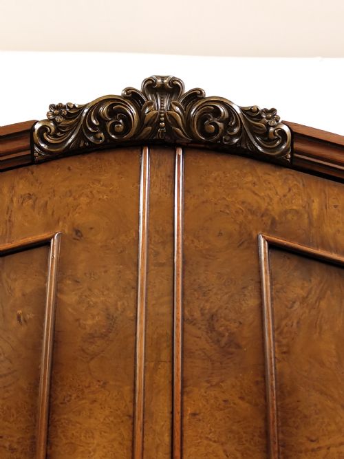 ANTIQUE BURR WALNUT TALLBOY COMPACTUM SINGLE WARDROBE - ADDITIONAL PHOTO 11