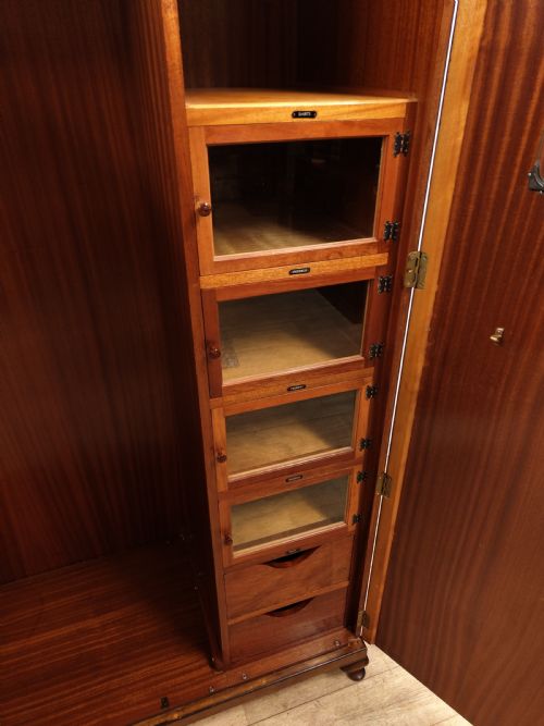 ANTIQUE BURR WALNUT TALLBOY COMPACTUM SINGLE WARDROBE - ADDITIONAL PHOTO 15
