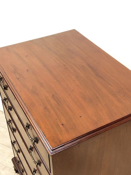 ANTIQUE EDWARDIAN CHIPPENDALE STYLE NARROW SOLID MAHOGANY CHEST OF DRAWERS - ADDITIONAL PHOTO 4