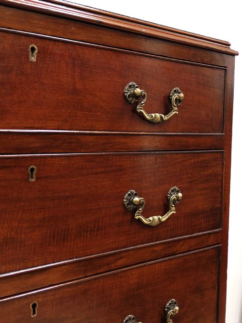 ANTIQUE EDWARDIAN CHIPPENDALE STYLE NARROW SOLID MAHOGANY CHEST OF DRAWERS - ADDITIONAL PHOTO 9