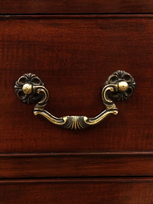 ANTIQUE EDWARDIAN CHIPPENDALE STYLE NARROW SOLID MAHOGANY CHEST OF DRAWERS - ADDITIONAL PHOTO 10