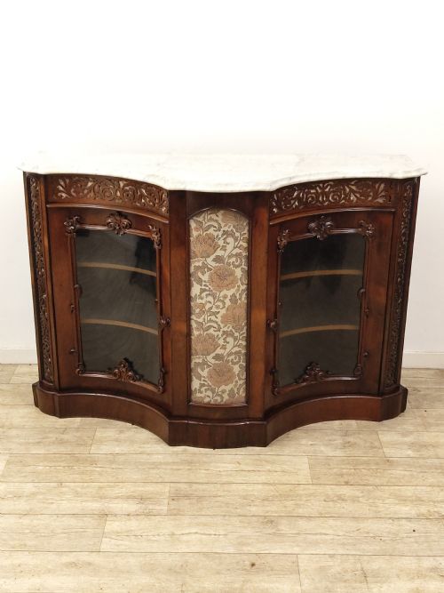 antique victorian plush marble top rosewood chiffonier sideboard - CATEGORY: ANTIQUE SIDEBOARDS - DATED VICTORIAN