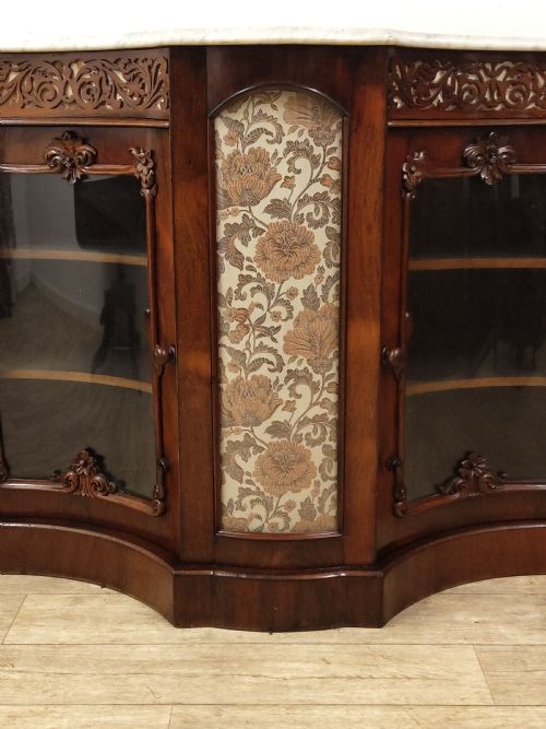 ANTIQUE VICTORIAN PLUSH MARBLE TOP ROSEWOOD CHIFFONIER SIDEBOARD - ADDITIONAL PHOTO 4