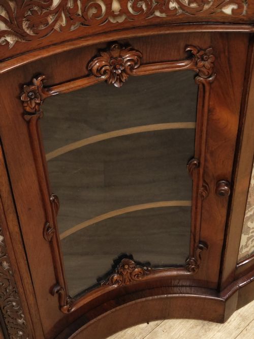 ANTIQUE VICTORIAN PLUSH MARBLE TOP ROSEWOOD CHIFFONIER SIDEBOARD - ADDITIONAL PHOTO 6