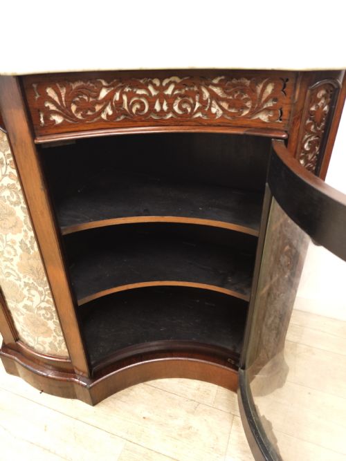 ANTIQUE VICTORIAN PLUSH MARBLE TOP ROSEWOOD CHIFFONIER SIDEBOARD - ADDITIONAL PHOTO 8