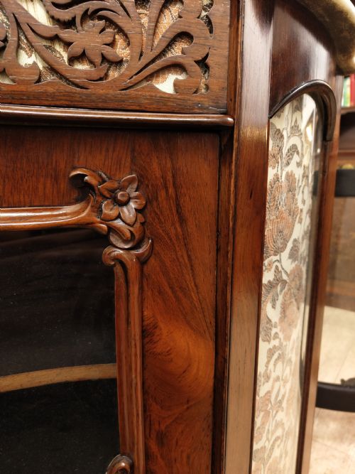 ANTIQUE VICTORIAN PLUSH MARBLE TOP ROSEWOOD CHIFFONIER SIDEBOARD - ADDITIONAL PHOTO 9