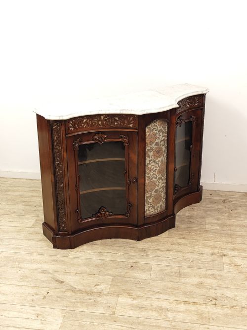 ANTIQUE VICTORIAN PLUSH MARBLE TOP ROSEWOOD CHIFFONIER SIDEBOARD - ADDITIONAL PHOTO 11