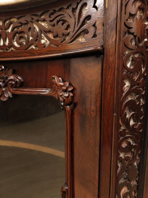 ANTIQUE VICTORIAN PLUSH MARBLE TOP ROSEWOOD CHIFFONIER SIDEBOARD - ADDITIONAL PHOTO 12