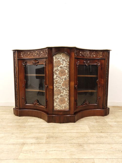 ANTIQUE VICTORIAN PLUSH MARBLE TOP ROSEWOOD CHIFFONIER SIDEBOARD - ADDITIONAL PHOTO 13