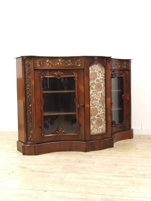 ANTIQUE VICTORIAN PLUSH MARBLE TOP ROSEWOOD CHIFFONIER SIDEBOARD - ADDITIONAL PHOTO 14