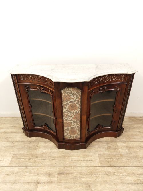 ANTIQUE VICTORIAN PLUSH MARBLE TOP ROSEWOOD CHIFFONIER SIDEBOARD - ADDITIONAL PHOTO 16