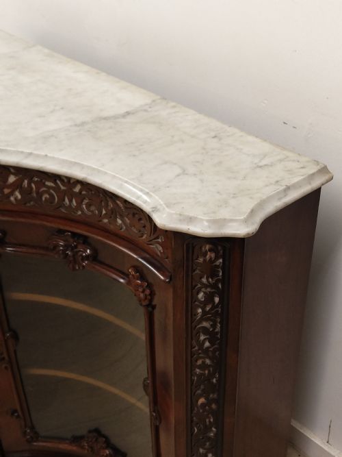 ANTIQUE VICTORIAN PLUSH MARBLE TOP ROSEWOOD CHIFFONIER SIDEBOARD - ADDITIONAL PHOTO 17
