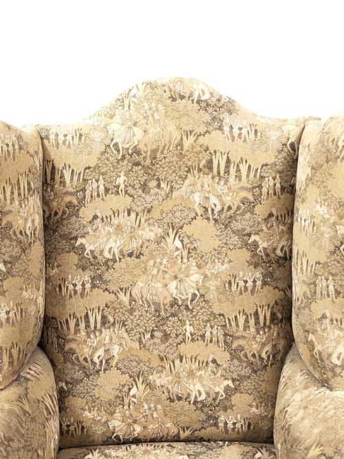 ANTIQUE 18TH CENTURY GEORGIAN FIRESIDE WING ARMCHAIR ON HAIRY PAW FEET - ADDITIONAL PHOTO 5