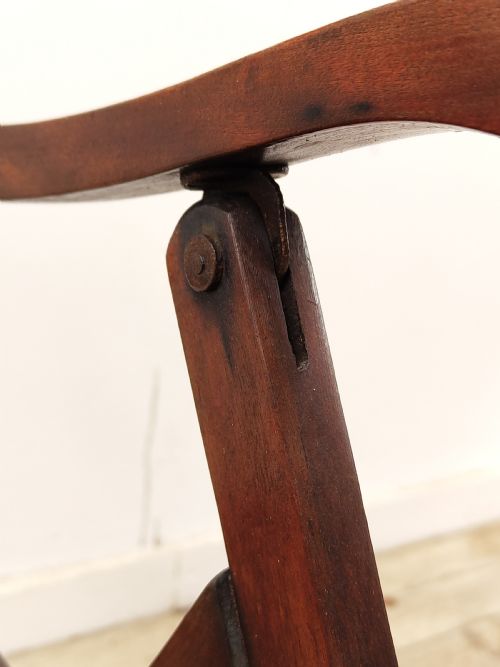 ANTIQUE ENGLISH VICTORIAN STAINED BEECH FOLDING CANE CAMPAIGN ARMCHAIR - ADDITIONAL PHOTO 11