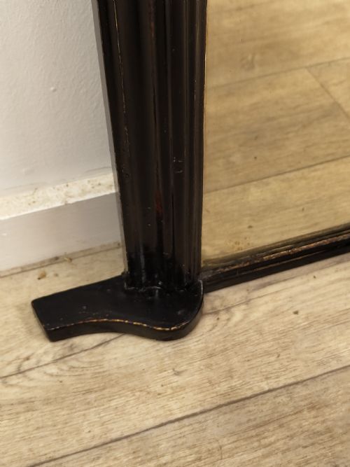 ORIGINAL LARGE ANTIQUE 19TH CENTURY EBONISED OVER MANTLE MIRROR - ADDITIONAL PHOTO 1