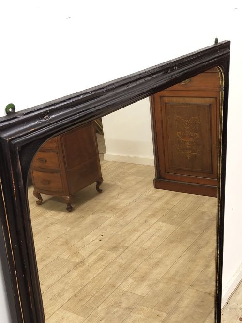 ORIGINAL LARGE ANTIQUE 19TH CENTURY EBONISED OVER MANTLE MIRROR - ADDITIONAL PHOTO 8