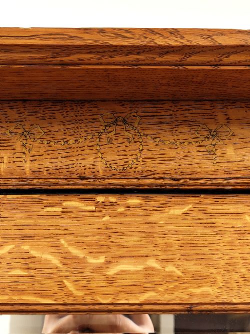 ANTIQUE SOLID GOLDEN OAK ARTS CRAFTS SINGLE HALL WARDROBE - ADDITIONAL PHOTO 6