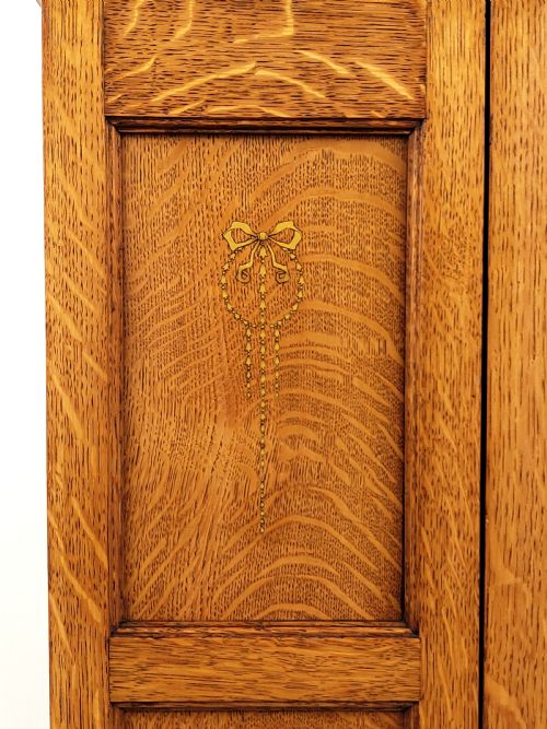 ANTIQUE SOLID GOLDEN OAK ARTS CRAFTS SINGLE HALL WARDROBE - ADDITIONAL PHOTO 7