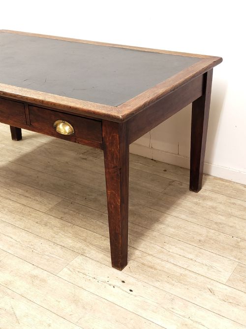 ANTIQUE SOLID OAK EX GOVERNMENT LEATHER TOP DESK - ADDITIONAL PHOTO 8