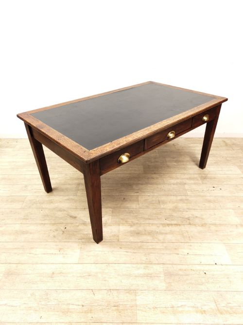 antique solid oak ex government leather top desk - CATEGORY: ANTIQUE TABLES - DATED 1930
