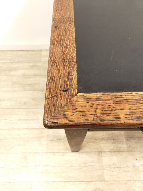 ANTIQUE SOLID OAK EX GOVERNMENT LEATHER TOP DESK - ADDITIONAL PHOTO 9
