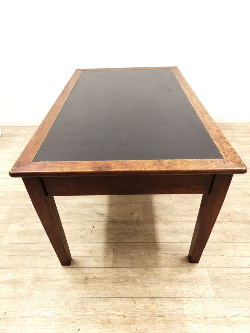 ANTIQUE SOLID OAK EX GOVERNMENT LEATHER TOP DESK - ADDITIONAL PHOTO 11
