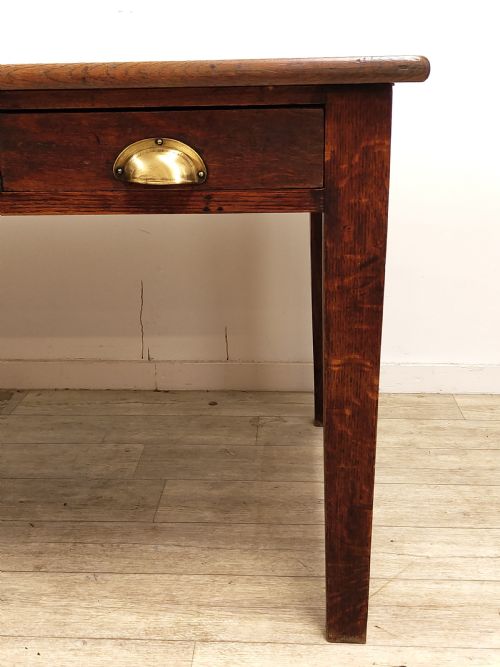 ANTIQUE SOLID OAK EX GOVERNMENT LEATHER TOP DESK - ADDITIONAL PHOTO 13