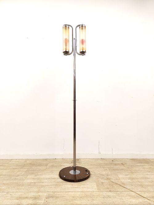 antique original art deco chrome floor standard lamp - CATEGORY: ANTIQUE LIGHTING - DATED 1920