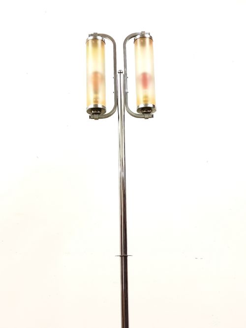 ANTIQUE ORIGINAL ART DECO CHROME FLOOR STANDARD LAMP - ADDITIONAL PHOTO 2