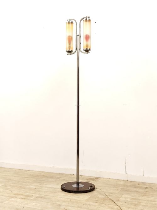 ANTIQUE ORIGINAL ART DECO CHROME FLOOR STANDARD LAMP - ADDITIONAL PHOTO 6