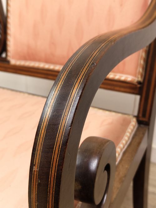 ANTIQUE EDWARDIAN TWO SEATER SALON SETTEE BENCH - ADDITIONAL PHOTO 1